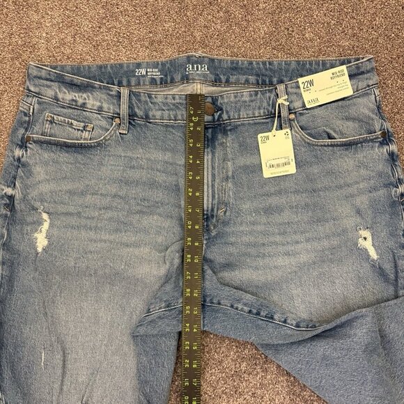 a.n.a Women's Boyfriend Jeans Plus Size 22 W Blue Mid Rise Distressed NWT $59 - Picture 12 of 16